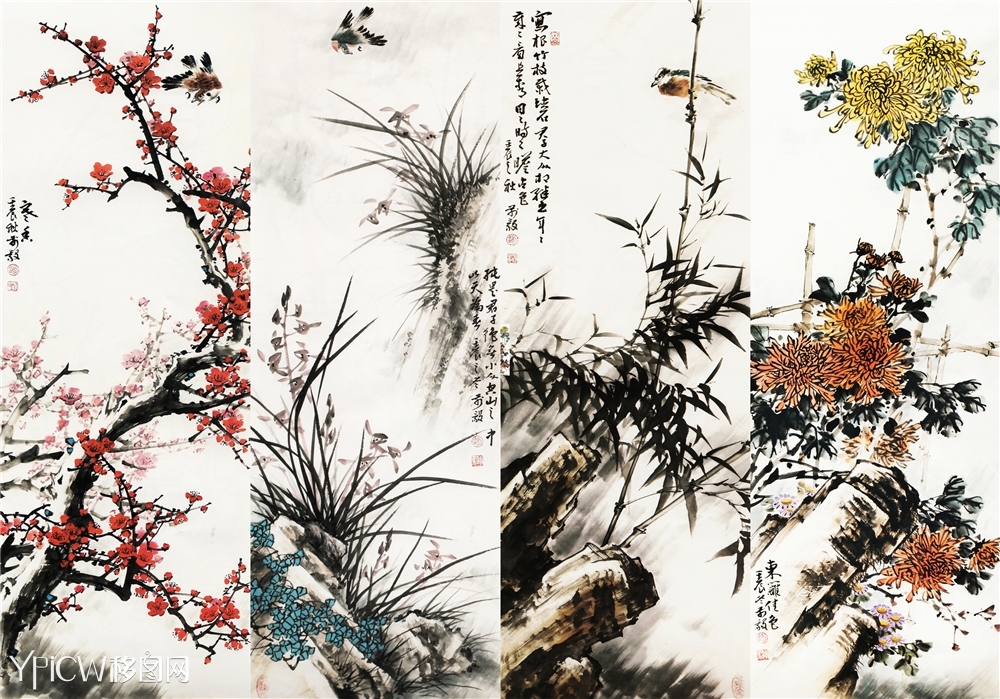 梅花兰花菊竹子                                       图片说明