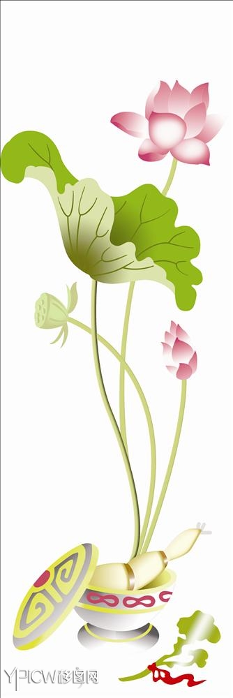 荷花装饰图_莲藕图片_荷叶素材_简约平开门_平开门__.