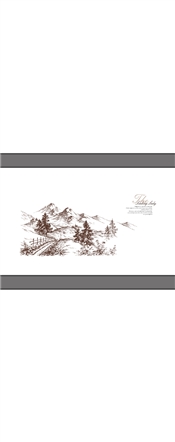 腰线 雪松 树  雪山水画 水墨画 风景画 风景 英文 移门