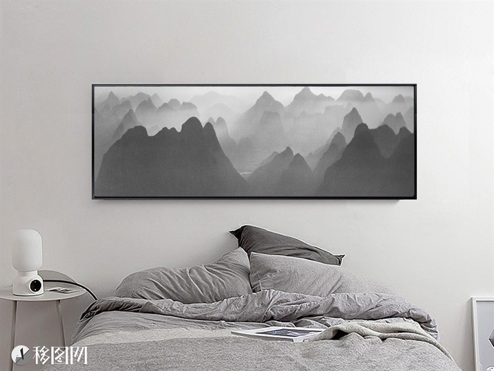 黑白唯美意境床头画装饰画