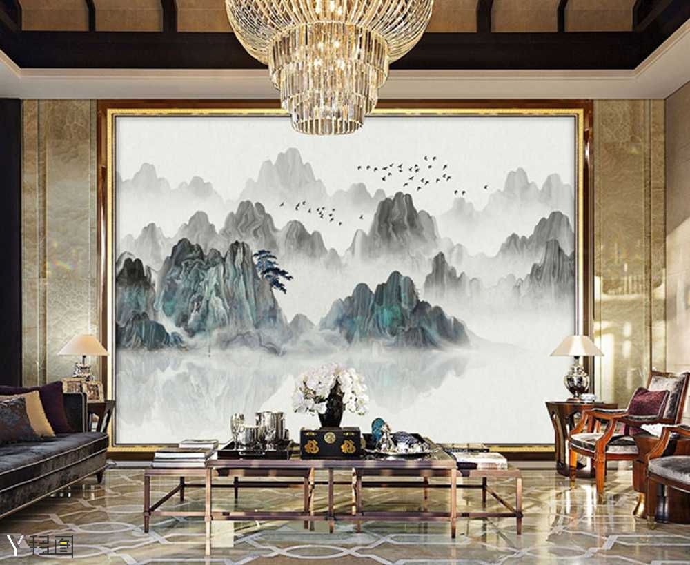 新中式意境山水背景1