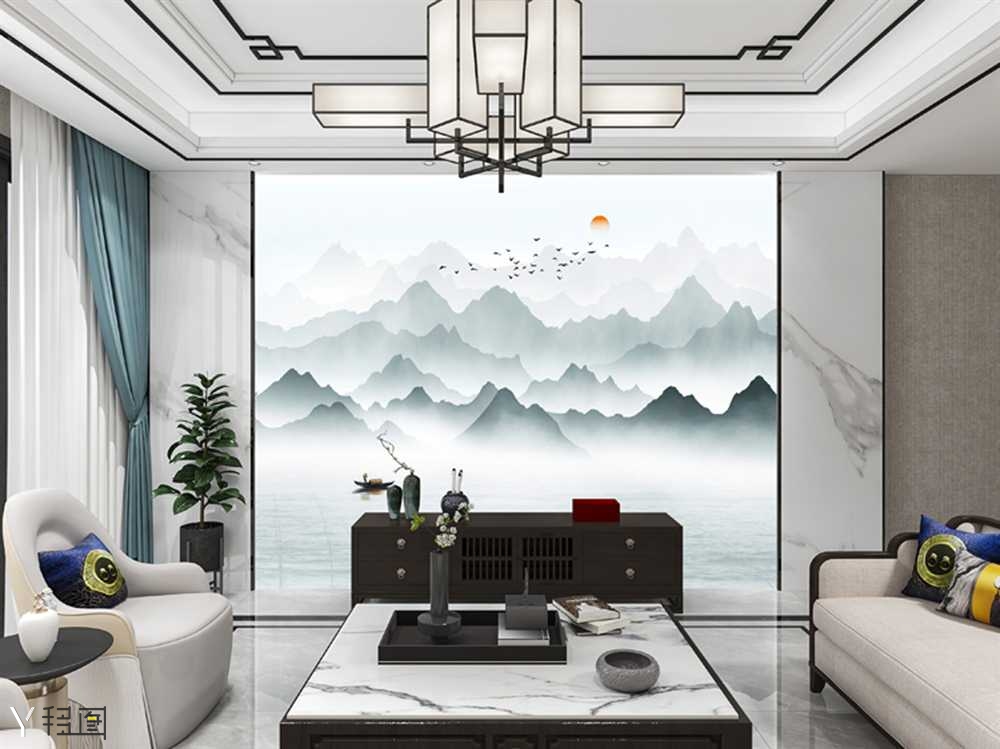 云峰高秋图山水画