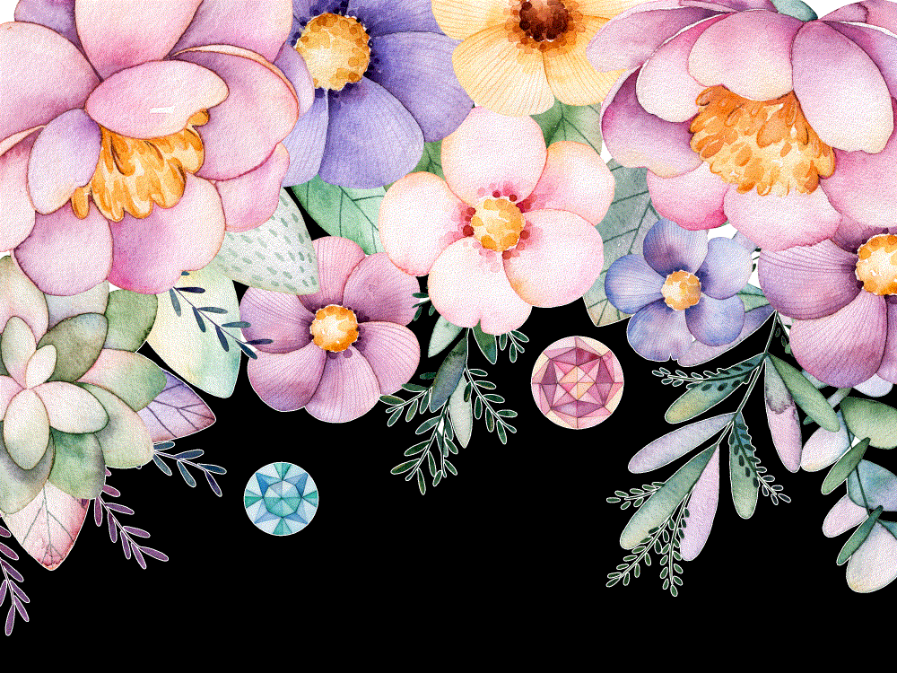 紫色花环独角兽手绘水彩PNG免抠设计素材11