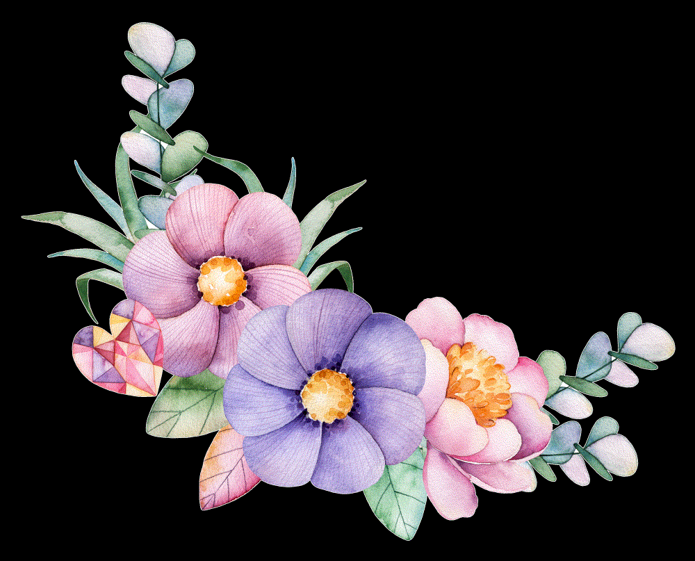 紫色花环独角兽手绘水彩PNG免抠设计素材5