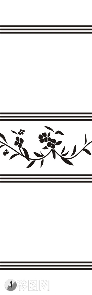 简约 平开 花 藤蔓 腰线